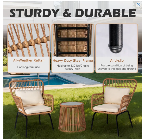 3 Piece Dawna Seating Group with Cushions (Fully Assembled)