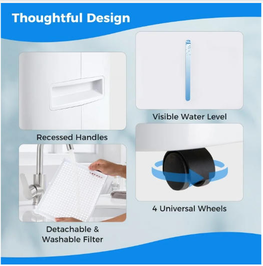52 Pint Dehumidifier with Auto Drain or Manual Drainage for Home Basement