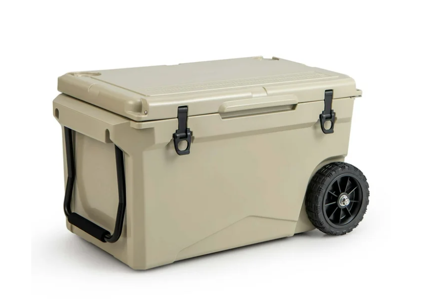 75 Qt Portable Cooler Roto Molded Ice Chest Insulated 5-7 Days with wheels Handle -  Tan