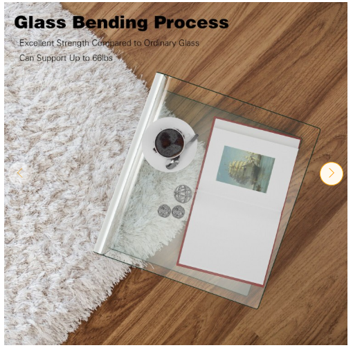 Tempered Glass End Table with non-Slip Pad
