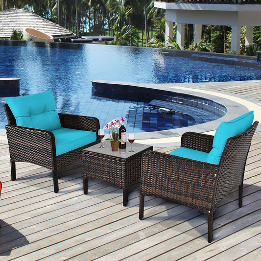 3-Piece Outdoor Rattan Conversation Set *ASSEMBLED*