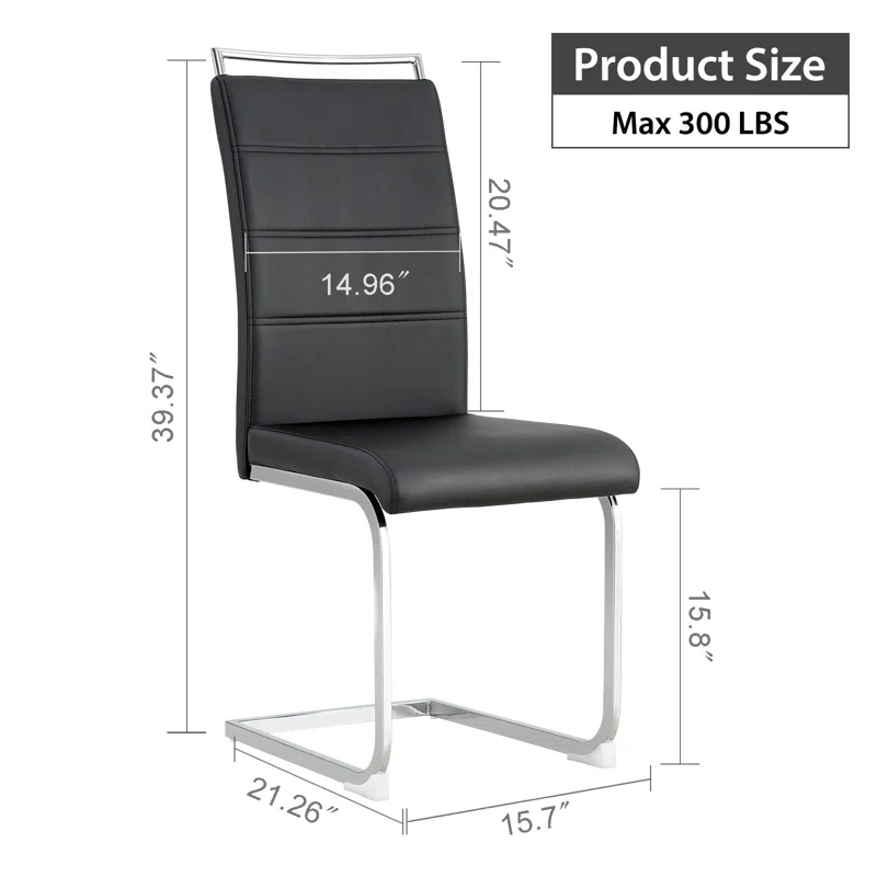 4 Piece Set, Adelyte, 15.7 Wide Top Leather Dining And Conference Side Chair