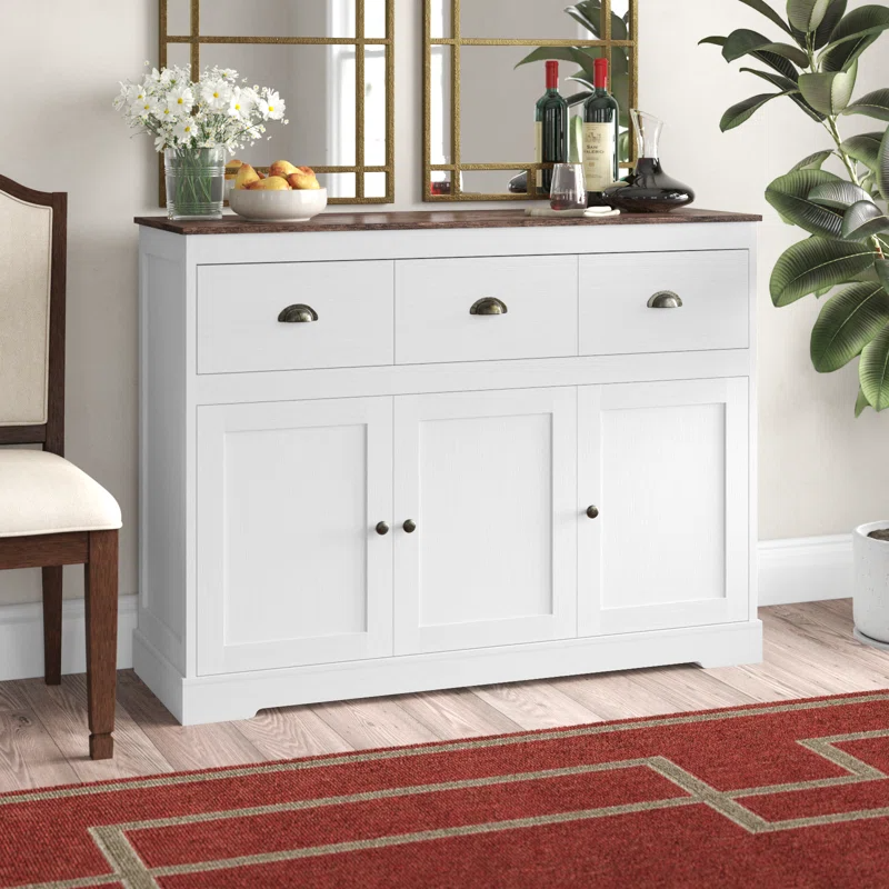 Aksaa 3 - Door Accent Cabinet, fully assembled, white, brown top