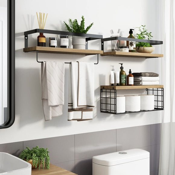 Akyrie 3 Piece Wood Floating Shelf *MISSING TOWEL BAR*