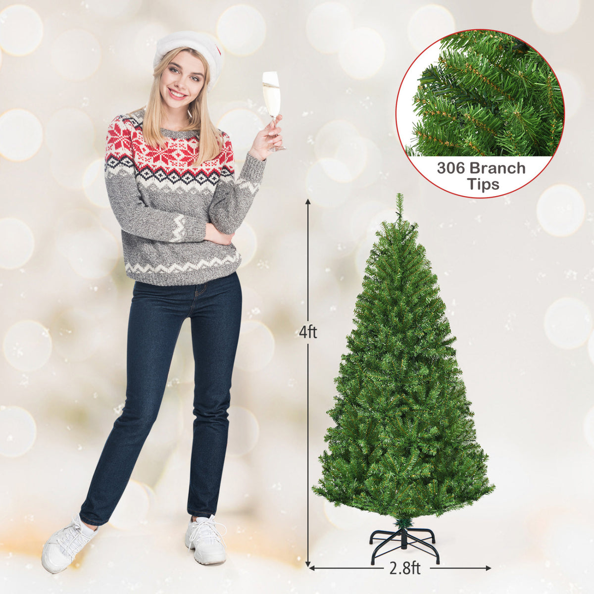 Artificial Premium Hinged Christmas Tree-4 ft - FINAL SALE