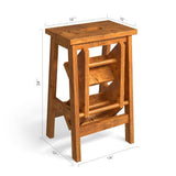 3-in-1 Rubber Wood Step Stool with Convenient Handle