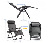 Zero Gravity Chair Metal Adjustable Height Outdoor Lounge Chair Patio Heavy-Duty Folding Recliner in Black