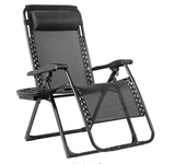 Zero Gravity Chair Metal Adjustable Height Outdoor Lounge Chair Patio Heavy-Duty Folding Recliner in Black