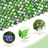 Expandable Fence Privacy Screen Faux Ivy Panel W/purple Flower 4 PACK