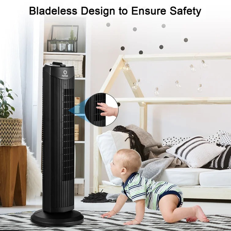 35W 28 Inch Quiet Bladeless Oscillating Tower Fan