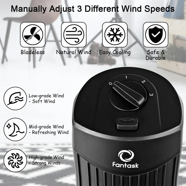 35W 28 Inch Quiet Bladeless Oscillating Tower Fan