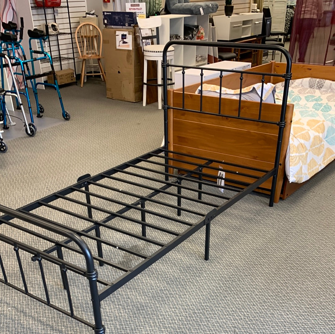 SPECIAL,  Industrial Twin Platform Bed, metal, black, assembled