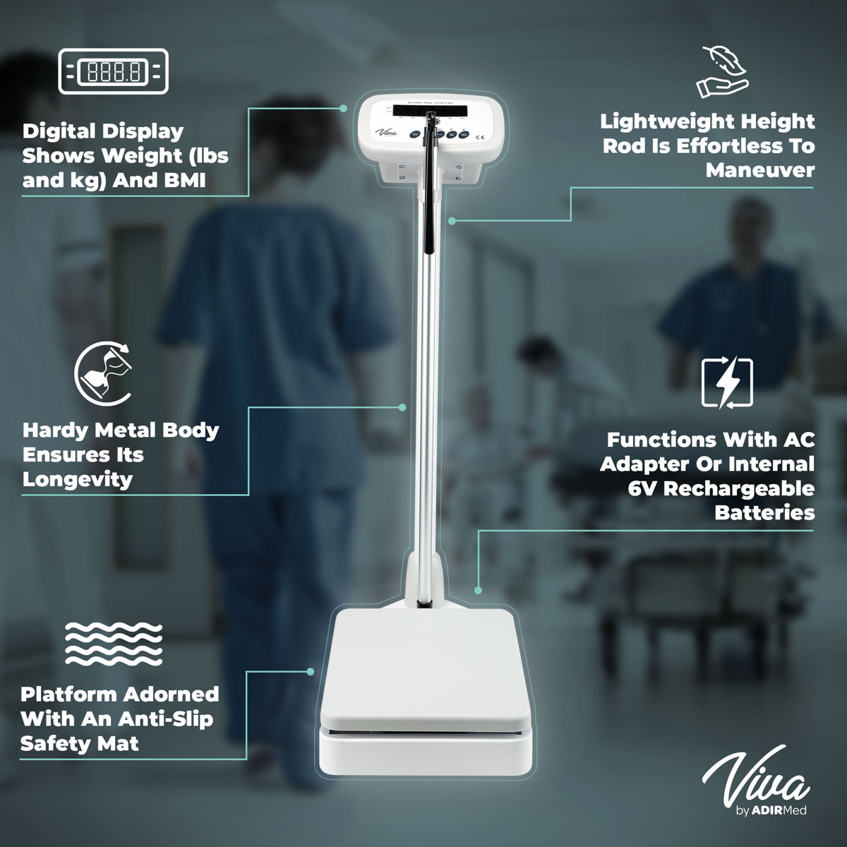 Medical Digital Scale with height bar, fully assembled, no box