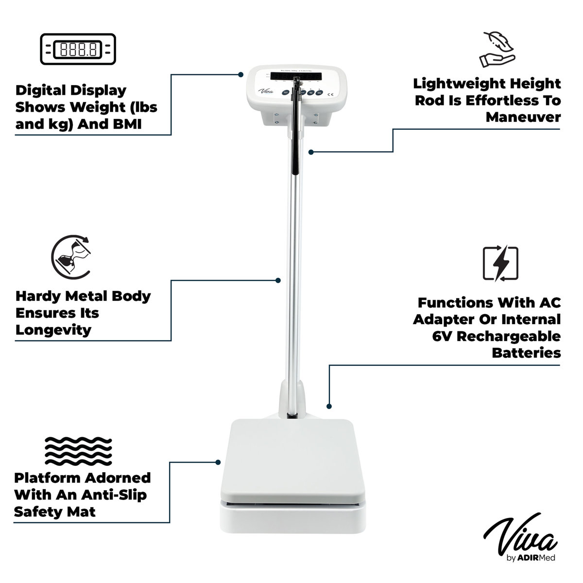 Medical Digital Scale with height bar, fully assembled, no box