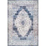 Eckles Oriental Medallion Power Loom Machine Washable Navy Rug - 6 X 9