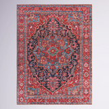 Fleckenstein Oriental Dark Blue/Burgundy/Cream Area Rug, 9` x 12`