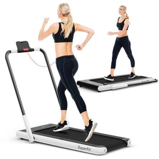 *SPECIAL* Folding Treadmill 2-in-1 with Remote Control -White (Shipping Damage)