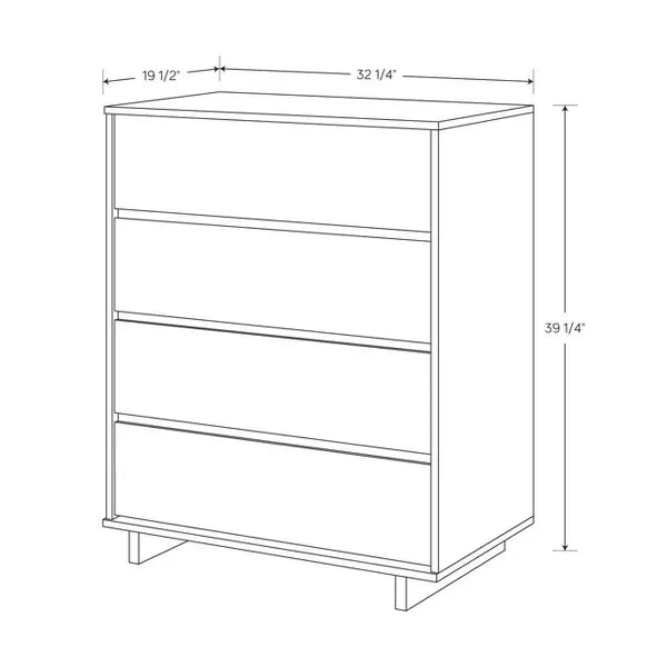 Modern 4 Drawer Dresser, slight scratch & dent, fully assembled