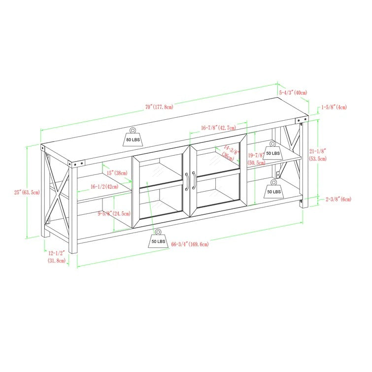 Gwen TV Stand for TVs up to 75", fully assembled, slight curve on top surface, extra discount applied