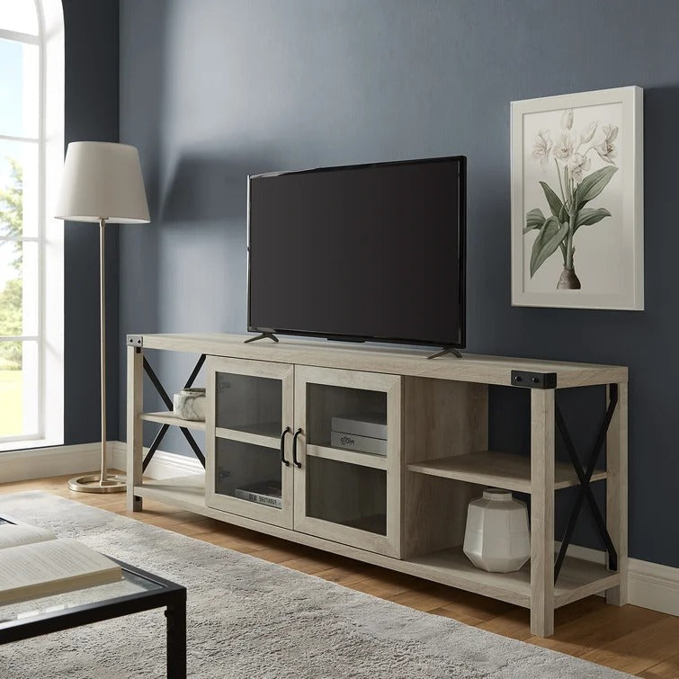 Gwen TV Stand for TVs up to 75", fully assembled, slight curve on top surface, extra discount applied