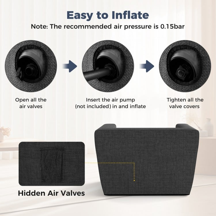 Inflatable Sofa with Detachable Cover and Wide Armrests, indoor/outdoor