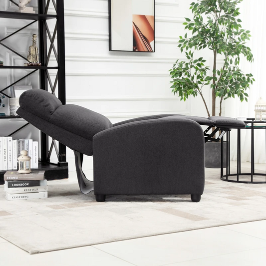 Fabric Recliner Chair Manual Home Theater Seating Single Reclining Chair. Dark Grey