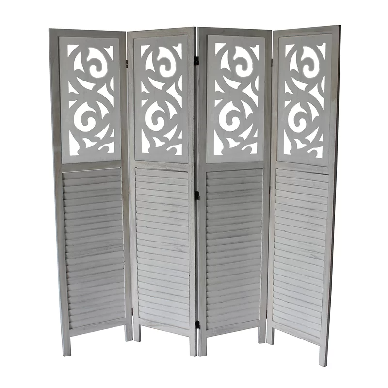 Rustic Mota 67'' W x 70'' H 4 - Panel Solid Wood Folding Room Divider, scratch & dent