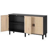 Oakledge 62.3'' Sideboard, Black, Beige Doors, fully assembled