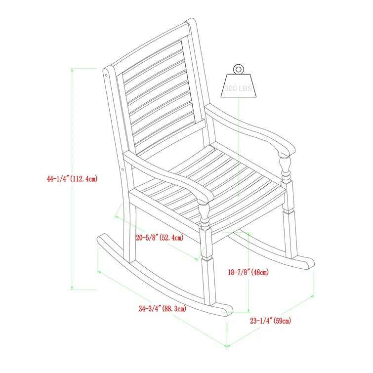 Outdoor Jarrard Rocking Solid Wood Chair, free turquoise seat cushion included