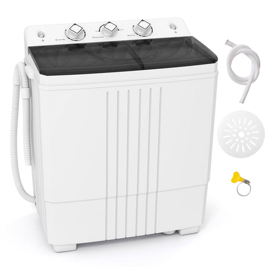 20lbs Portable Washing Machine for Dorms and Apartment (Gravity Drain)-Black