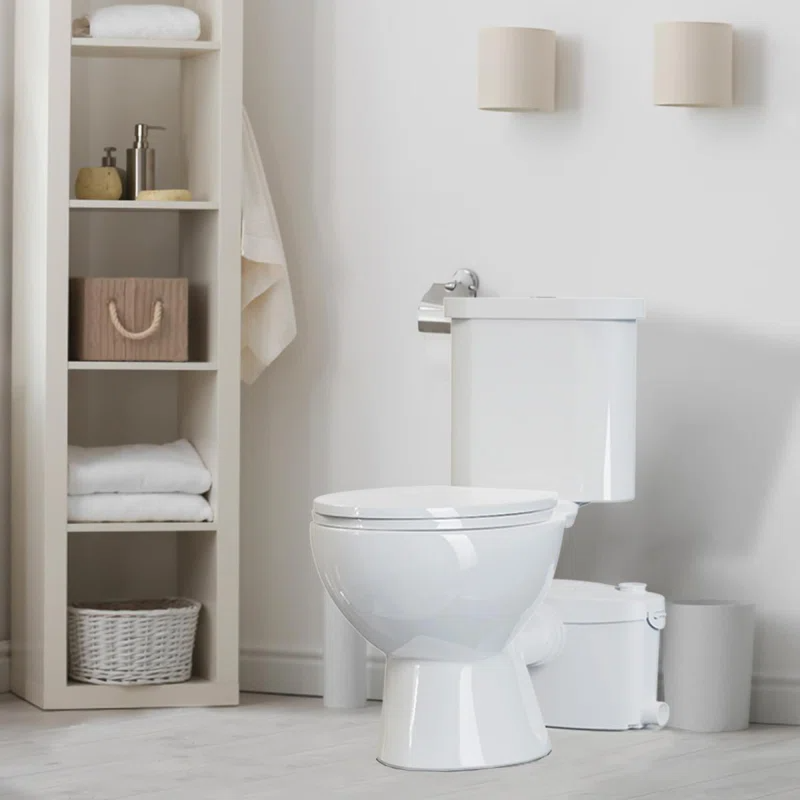 SUPERFLO Macerating Toilet with Upflush Toilet System, 600W Motor, and Waste Pump
