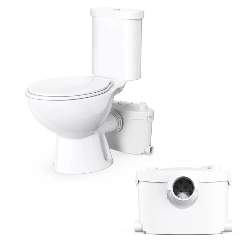 SUPERFLO Macerating Toilet with Upflush Toilet System, 600W Motor, and Waste Pump