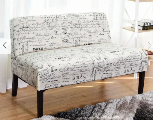 Armless Loveseat Sofa with Backrest, Spring Cushion Support
