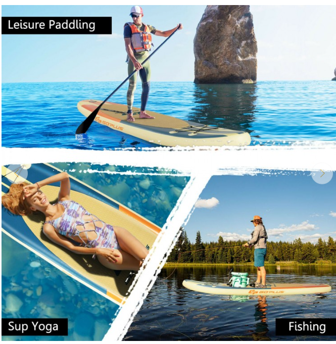 Goplus Inflatable Stand Up Paddle Board - 11 FT - Yellow