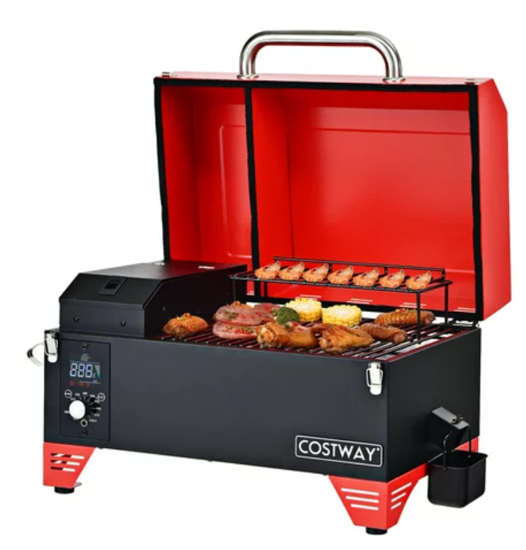 SALE, Portable Tabletop Pellet Grill Outdoor Smoker BBQ w/Digital Control System Red