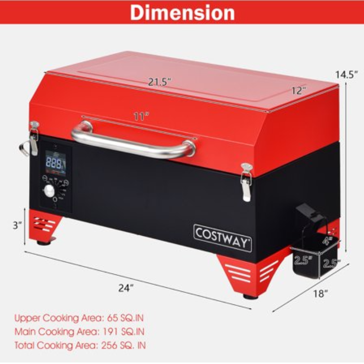 SALE, Portable Tabletop Pellet Grill Outdoor Smoker BBQ w/Digital Control System Red
