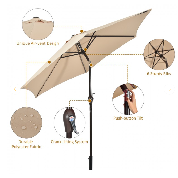 10 Feet Outdoor Patio Umbrella with Tilt Adjustment and Crank