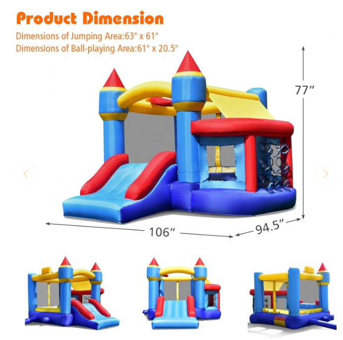 Castle Slide Inflatable Bounce House, Brand new, missing soccer ball,  blower not included