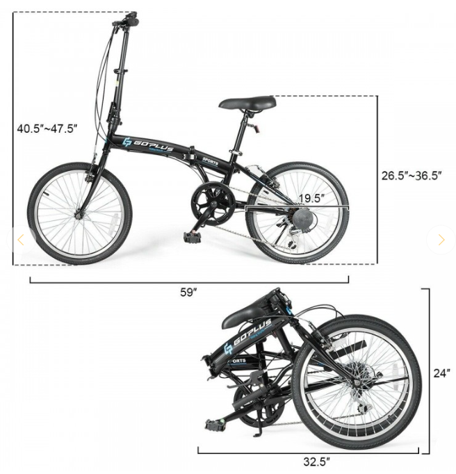 20 Inch 7-Speed Lightweight Iron V-Brakes Folding Bike