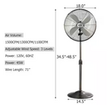 Adjustable-Height 48.5 in. Metal Oscillating Pedestal Fan 3 Wind Speed with 4 Blades Black