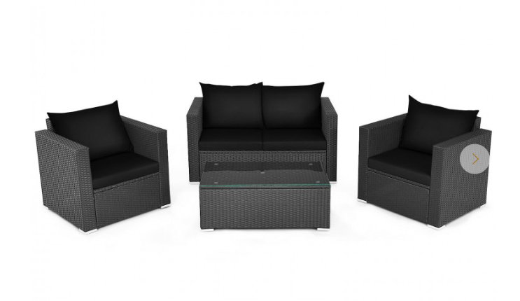 4 Piece Outdoor Wicker Set, Assembled