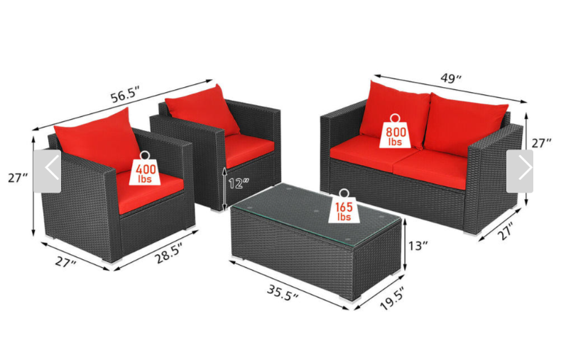 4 Piece Outdoor Wicker Set, 2 boxes, unassembled