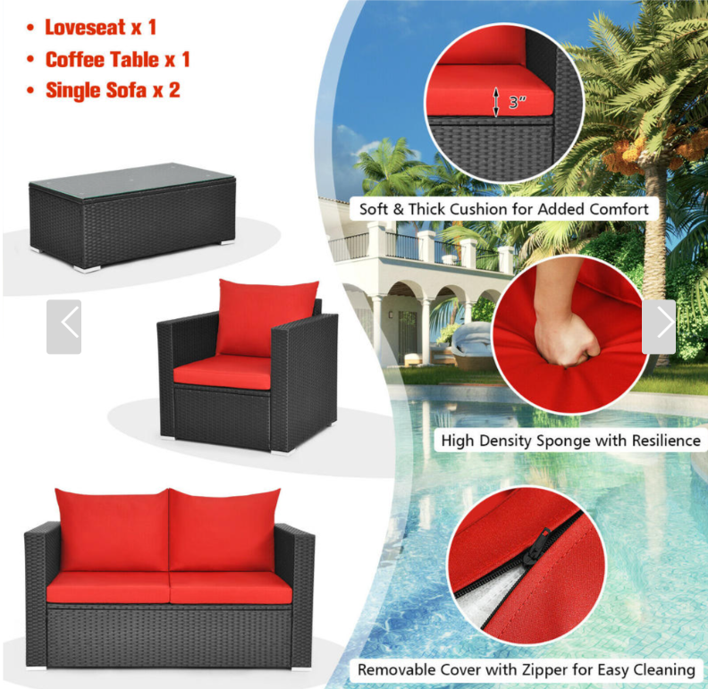 4 Piece Outdoor Wicker Set, 2 boxes, unassembled