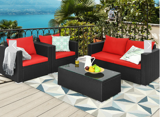 4 Piece Outdoor Wicker Set, 2 boxes, unassembled