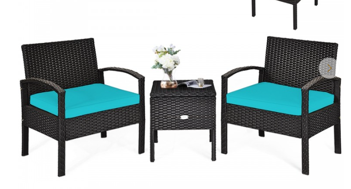 3 Pieces PE Rattan Wicker Sofa Set, in box unassembled