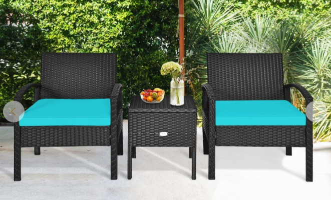 3 Pieces PE Rattan Wicker Sofa Set, in box unassembled