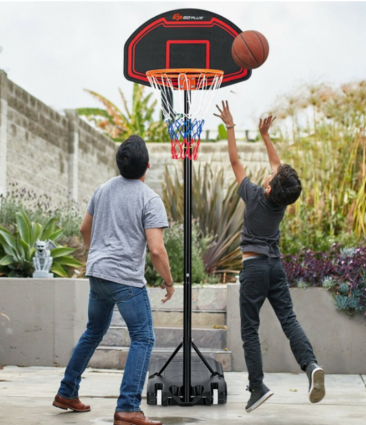 Adjustable Kids' Basketball Hoop Stand with Durable Net and Wheel, 1 box, unassembled