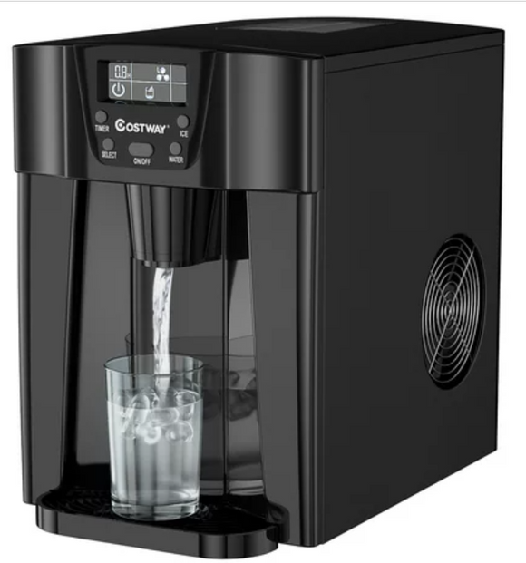 2 In 1 Ice Maker Water Dispenser Countertop 36Lbs/24H LCD Display Portable Black