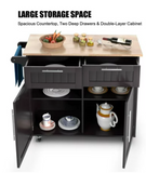 Rolling Kitchen Cart Island Heavy Duty Storage, assembled, black