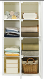 Foldable Armoire Wardrobe Closet with 8 Cubby Storage, PVC, White, fully assembled